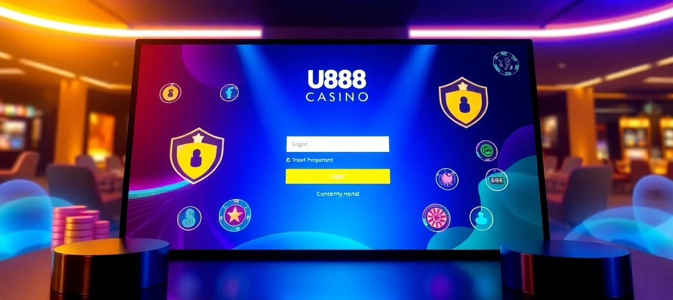 Dynamic visual of UU88 COM online casino website with vibrant colors and secure features, emphasizing trust and user engagement for online gambling.