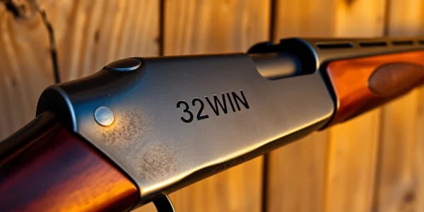Detailed shot of a 32WIN cartridge in a vintage Winchester rifle, highlighting craftsmanship and historical appeal.