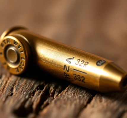 The 32 WIN cartridge with classic rifle background, showcasing historic ammunition and firearm details for collectors.