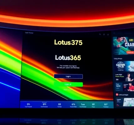Create an engaging visual of a user logging into their Lotus365 ID on a sleek, modern platform for online betting and gaming.