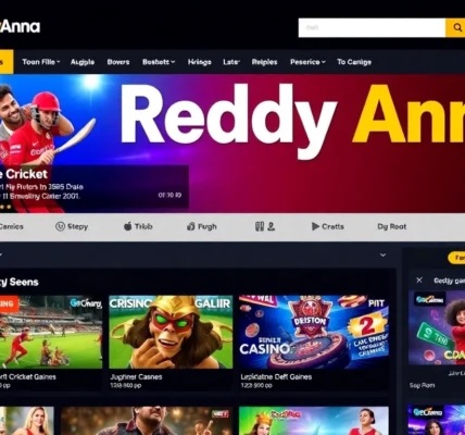 Reddy Anna's vibrant betting platform displaying live cricket and casino games for Indian users