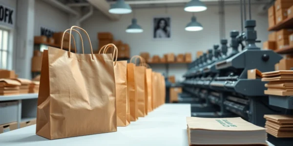 High-quality paper bag being printed and folded, emphasizing eco-friendly torba papierowa