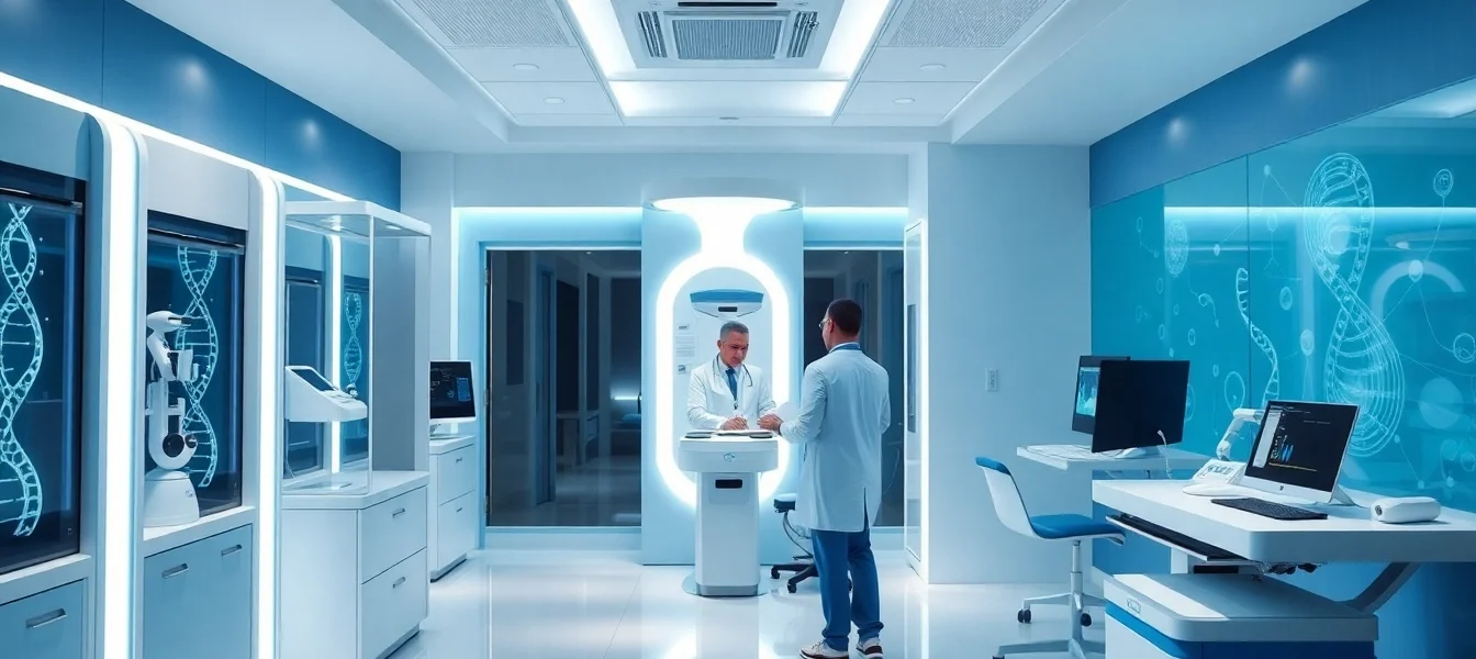 Professional doctor explaining fecondazione eterologa to a patient in a modern clinic setting,