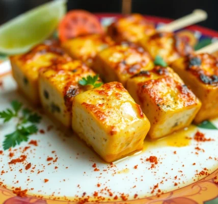 Delicious Ready to Eat Paneer Tikka Lababdar dish presented on a colorful plate with garnishes,