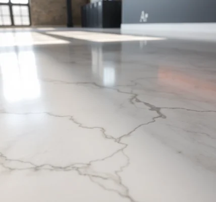 Professional epoxy resin floor with a glossy marble look highlighting durability and style for
